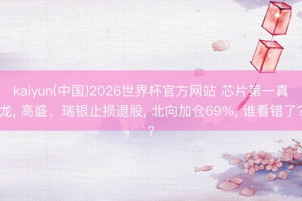 kaiyun(中国)2026世界杯官方网站 芯片第一真龙， 高盛、瑞银止损退股， 北向加仓69%， 谁看错了?