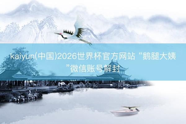 kaiyun(中国)2026世界杯官方网站 “鹅腿大姨”微信账号解封