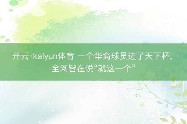 开云·kaiyun体育 一个华裔球员进了天下杯, 全网皆在说“就这一个”